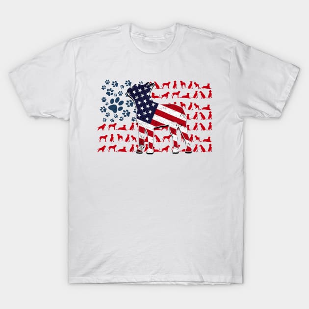 Boston Terrier Paw Flag T-Shirt by Pelman